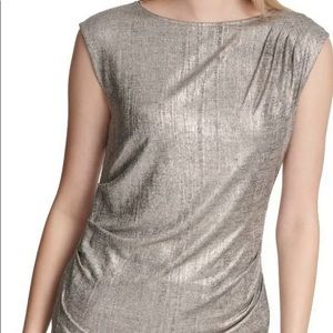 CK Sleeveless Top w/Ruching Women's Silver
